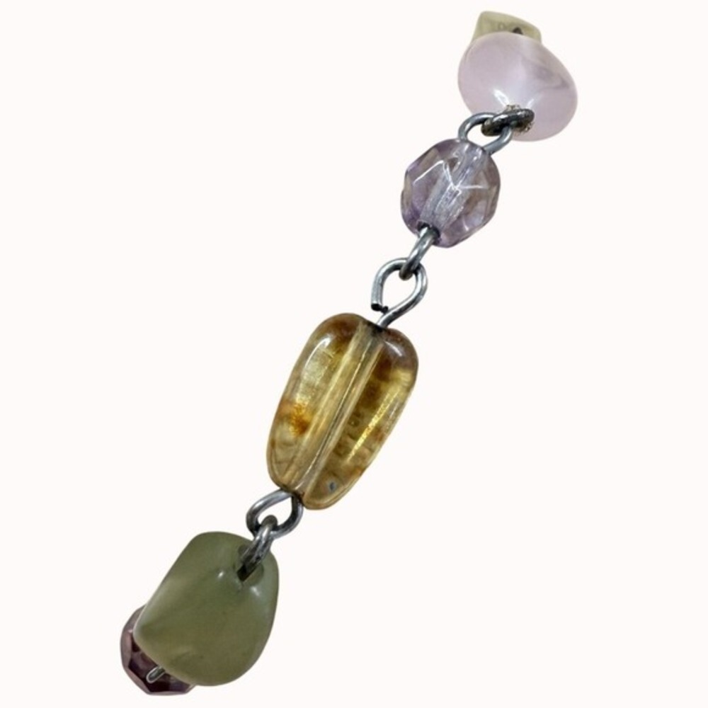 Lia Sophia Silver Multi Color Glass Bead Link Bracelet Pastel Boho Fairycore 80s